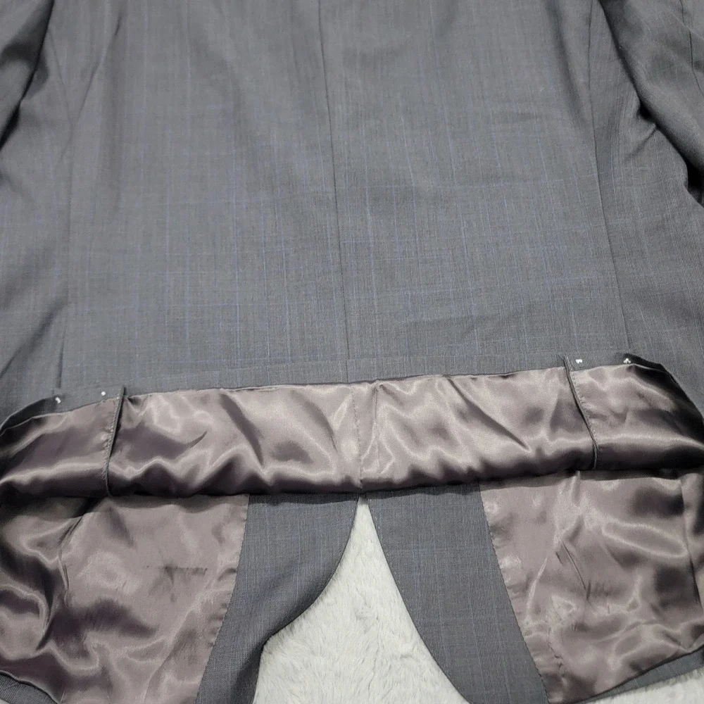 Lauren Ralph Lauren Suit Jacket Mens 48R Gray Check Wool Slim Fit 2 Button Notch